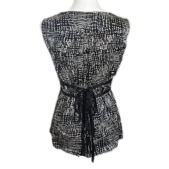 The Limited 100% Silk Sleeveless Black & White, Peplum Tie Back Blouse M - Picture 3 of 6